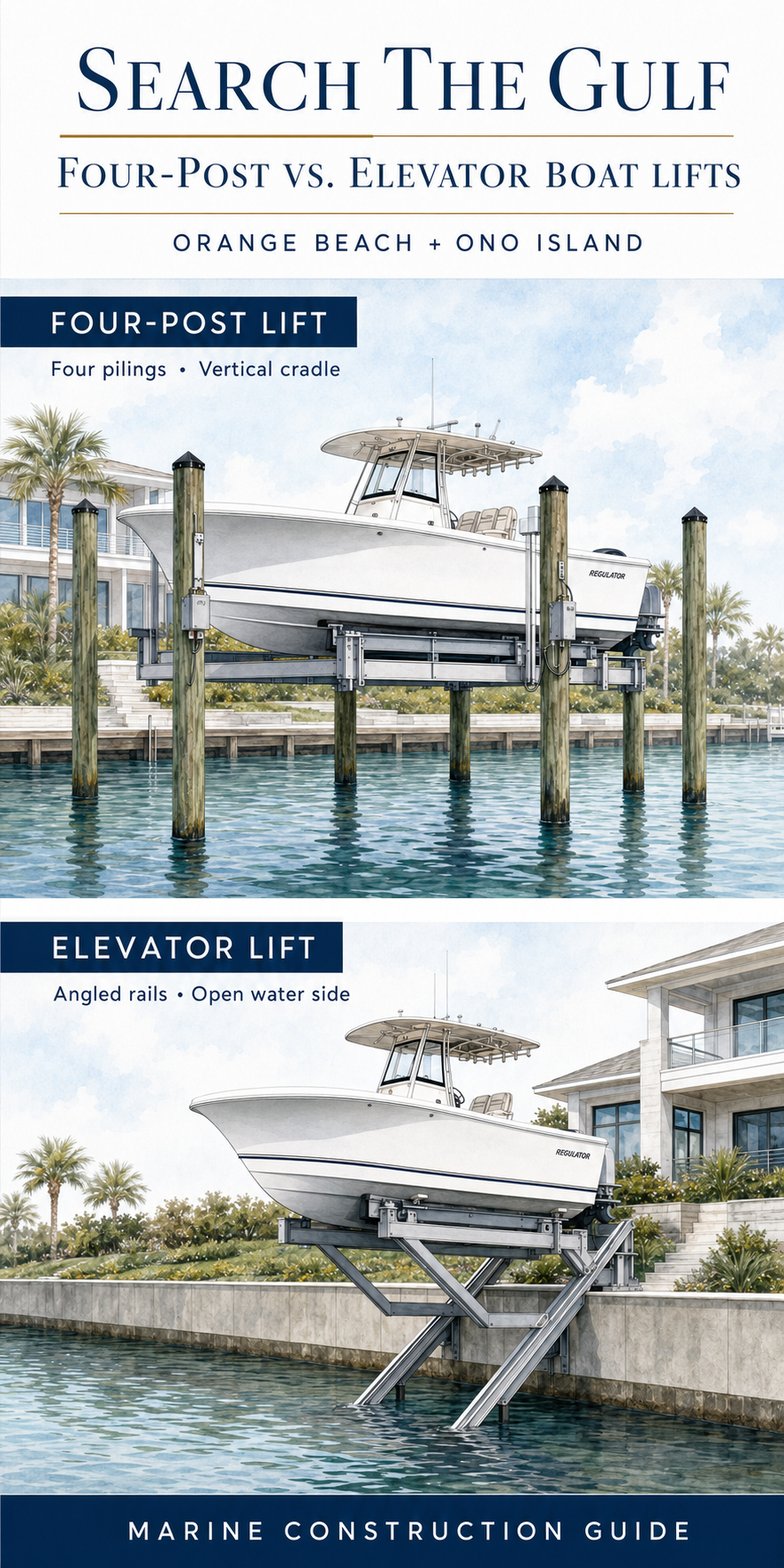Four Post Lifts and Elevator Boat Lifts Ono Island Gulf Coast Orange Beach Alabama